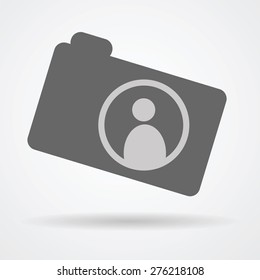 Camera web icon with human symbol inside as photography concept vector illustration.
