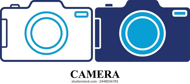 Camera web icons in line and fill style. Set of high quality Information technology signs for web and mobile app. Colorful Editable icon set of IT and Gadgets.