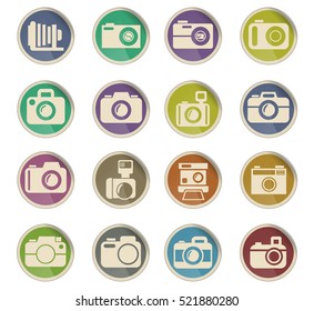 camera web icons on color paper labels