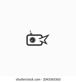 logotipo de cámara y ballena para diseño e ilustración de usuario