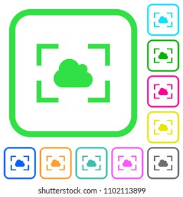 Camera white balance cloudy mode vivid colored flat icons in curved borders on white background