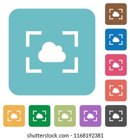 Camera white balance cloudy mode white flat icons on color rounded square backgrounds