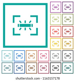 camera white balance fluorescent mode flat color icons with quadrant frames on white background