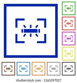 camera white balance fluorescent mode flat color icons in square frames on white background