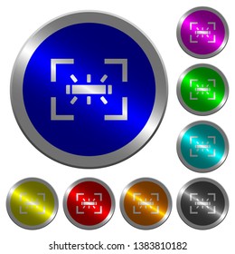 camera white balance fluorescent mode icons on round luminous coin-like color steel buttons