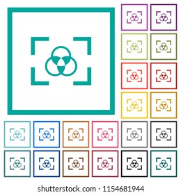 Camera white balance setting flat color icons with quadrant frames on white background
