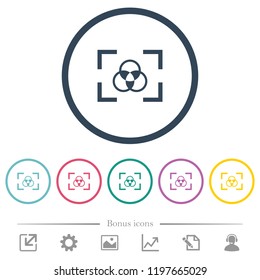 Camera white balance setting flat color icons in round outlines. 6 bonus icons included.