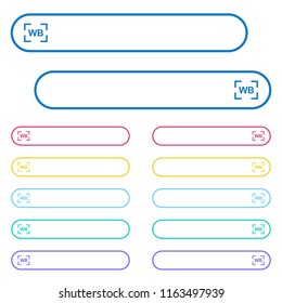 Camera white balance setting icons in rounded color menu buttons. Left and right side icon variations.