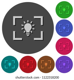 Camera white balance tungsten mode icons with shadows on color round backgrounds for material design
