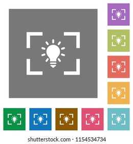 Camera white balance tungsten mode flat icons on simple color square backgrounds