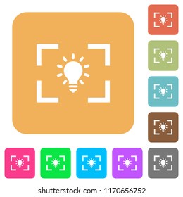 Camera white balance tungsten mode flat icons on rounded square vivid color backgrounds.