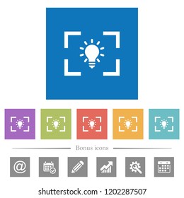 Camera white balance tungsten mode flat white icons in square backgrounds. 6 bonus icons included.