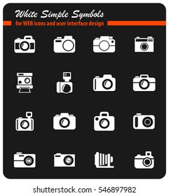 camera white simple symbols for web icons and user interface design