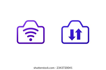 iconos de conexión de cámara y wi-fi
