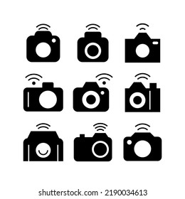 kamera-WiFi-Symbol oder Logo einzeln auf Zeichen, Vektorgrafik - Sammlung hochwertiger, schwarzer Vektorsymbole
