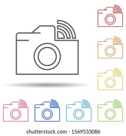 Camera wifi sign in multi color style icon. Simple thin line, outline vector of image icons for ui and ux, website or mobile application