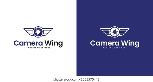 Camera and wing logo design for creative photography and freedom of expression concept vector symbol illustration