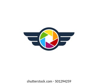 Camera Wing Photography Logo Design Template