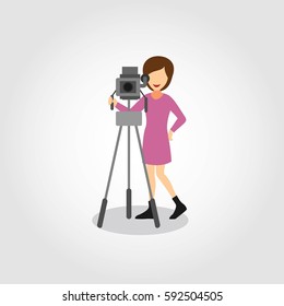 Camera Woman Character Design Vector