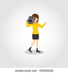 Camera Woman Character Design Vector