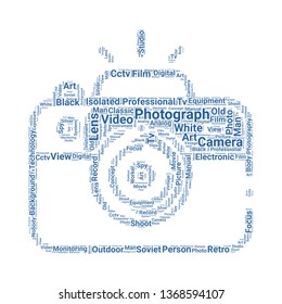 camera word cloud. tag cloud about camera