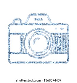 camera word cloud. tag cloud about camera