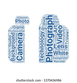 camera word cloud. tag cloud about camera