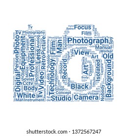 camera word cloud. tag cloud about camera