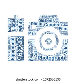 camera word cloud. tag cloud about camera
