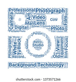 camera word cloud. tag cloud about camera