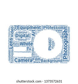 camera word cloud. tag cloud about camera