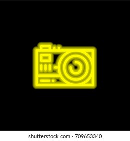 Camera yellow glowing neon ui ux icon. Glowing sign logo vector