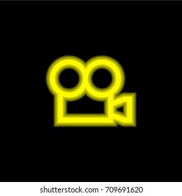 Camera yellow glowing neon ui ux icon. Glowing sign logo vector