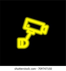 Camera yellow glowing neon ui ux icon. Glowing sign logo vector