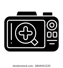Camera Zoom Glyph Icon Vector