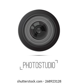 Camera Zoom Lens.Photo Studio Logo And Business Card Template. Vector Illustration.