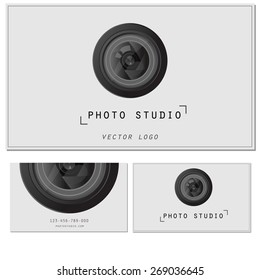 Camera Zoom Lens.Photo Studio Logo And Business Card Template. Vector Illustration.