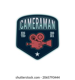 Cameraman Badge With Video Camera Icon , Cameraman Logo Design Inspiration