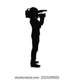 Cameraman with camera vector 
 silhouette