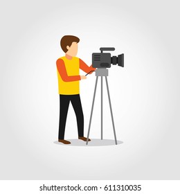 Cameraman Character Design Vector.