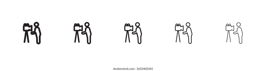 Icono de camarógrafo signo de Vector en blanco y negro