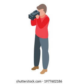 Cameraman icon. Isometric of Cameraman vector icon for web design isolated on white background