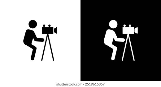 Cameraman icon linear logo isolated