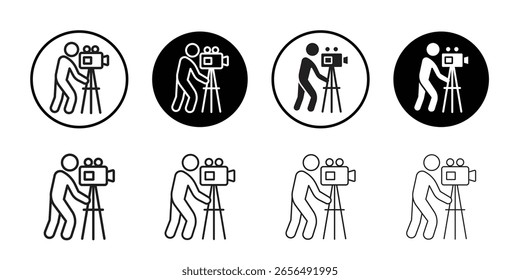 Signo de Vector de contorno simple de icono de camarógrafo