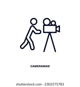 cameraman icon. Thin line cameraman icon from cinema and theater collection. Outline vector isolated on white background. Editable cameraman symbol can be used web and mobile