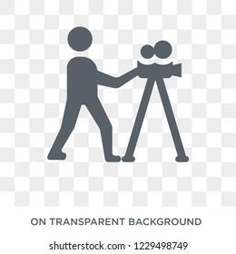 cameraman icon. Trendy flat vector cameraman icon on transparent background from Cinema collection. 