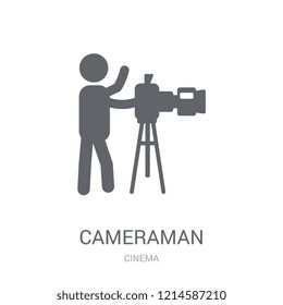 cameraman icon. Trendy cameraman logo concept on white background from Cinema collection. Suitable for use on web apps, mobile apps and print media.