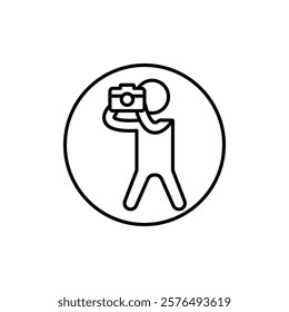 Cameraman icon vector outline logo sign