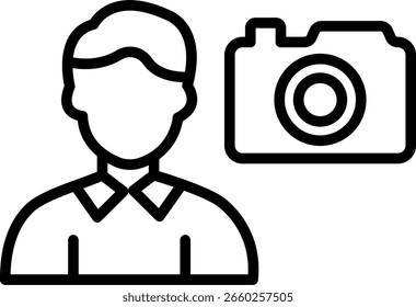 Design de vetor de ícone de linha de câmera