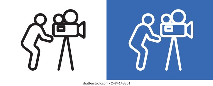 Cameraman-Logo-Zeichensatz Vektorgrafik Umriss